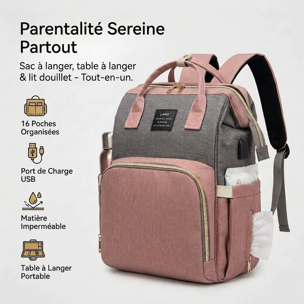 Nomade™ - Sac à dos à langer avec lit bébé intégré