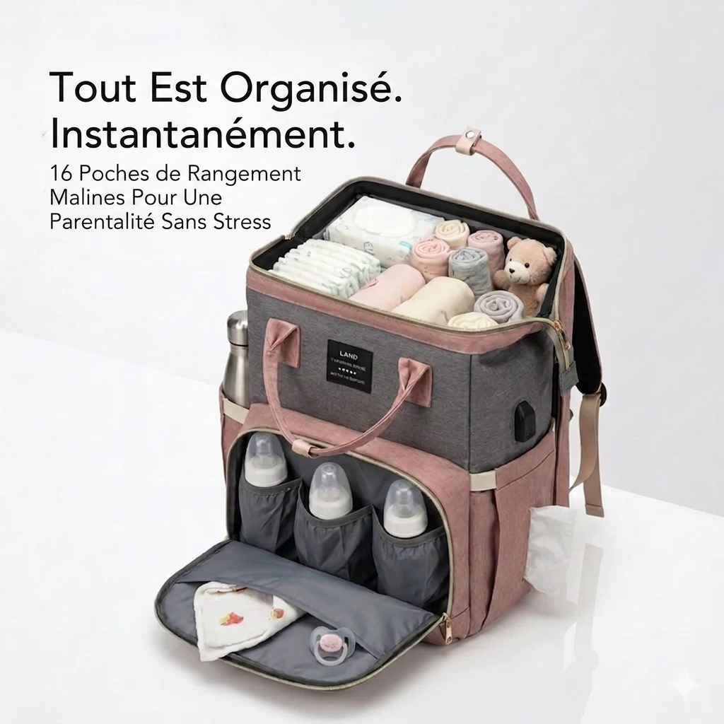 Nomade™ - Sac à dos à langer avec lit bébé intégré